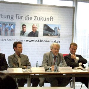 von links nach rechts: Günter Mitlacher, Prof. Raimund Bleischwitz, Wolfgang Hürter, Frank Schwabe, MdB; Joachim Helbig