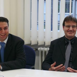Ernesto Harder, Vorsitzender der Bonner SPD und Wilfried Klein, Vorsitzender der SPD-Fraktion im Rat der Stadt Bonn